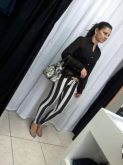 Legue listras+camisa chiffon+regatinha 2ª pele cinto dourado