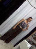 Pantalona+blusa chiffon+cinto de couro